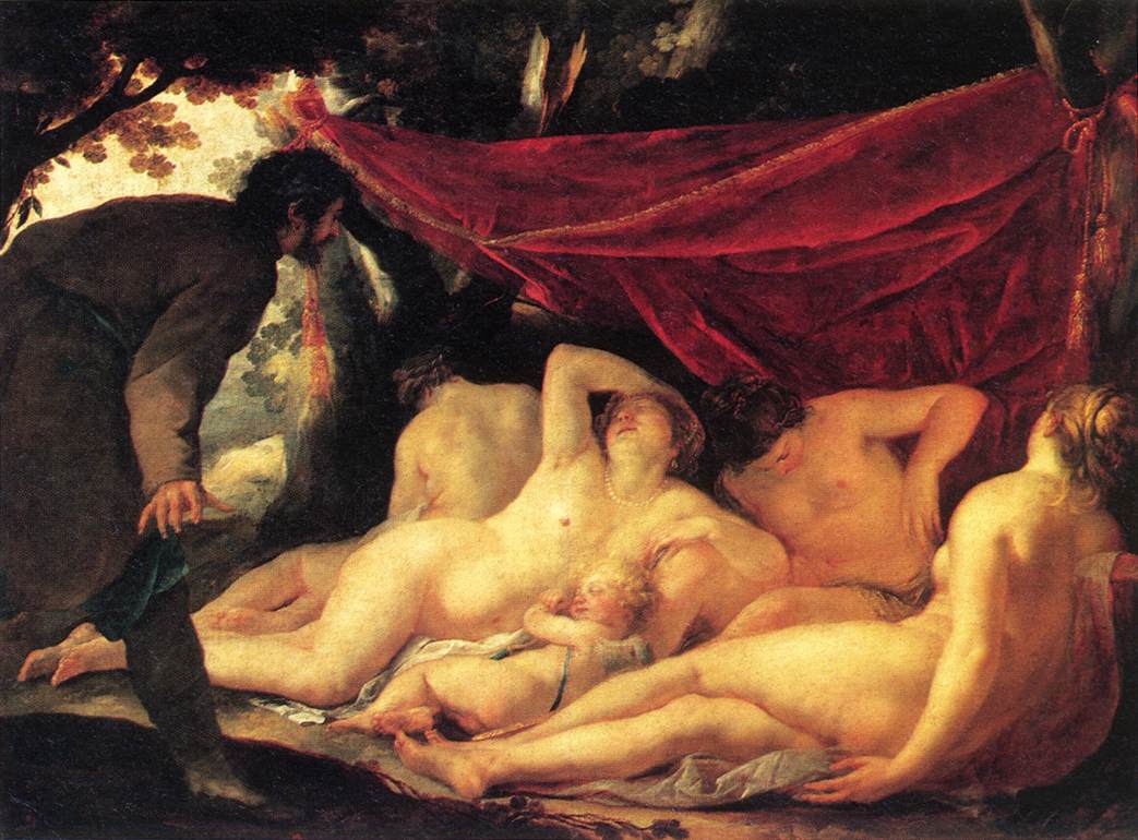 Venus and the Three Graces Surprised by a Mortal k